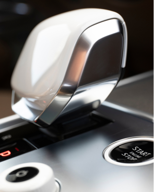 Close-up of the Range Rover gear selector.