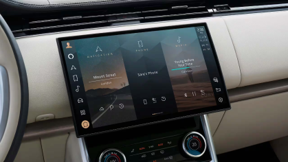 Close up infotainment system of the Range Rover