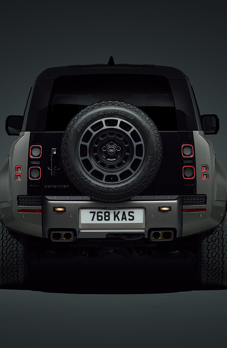 Close-up of the Defender steering wheel.